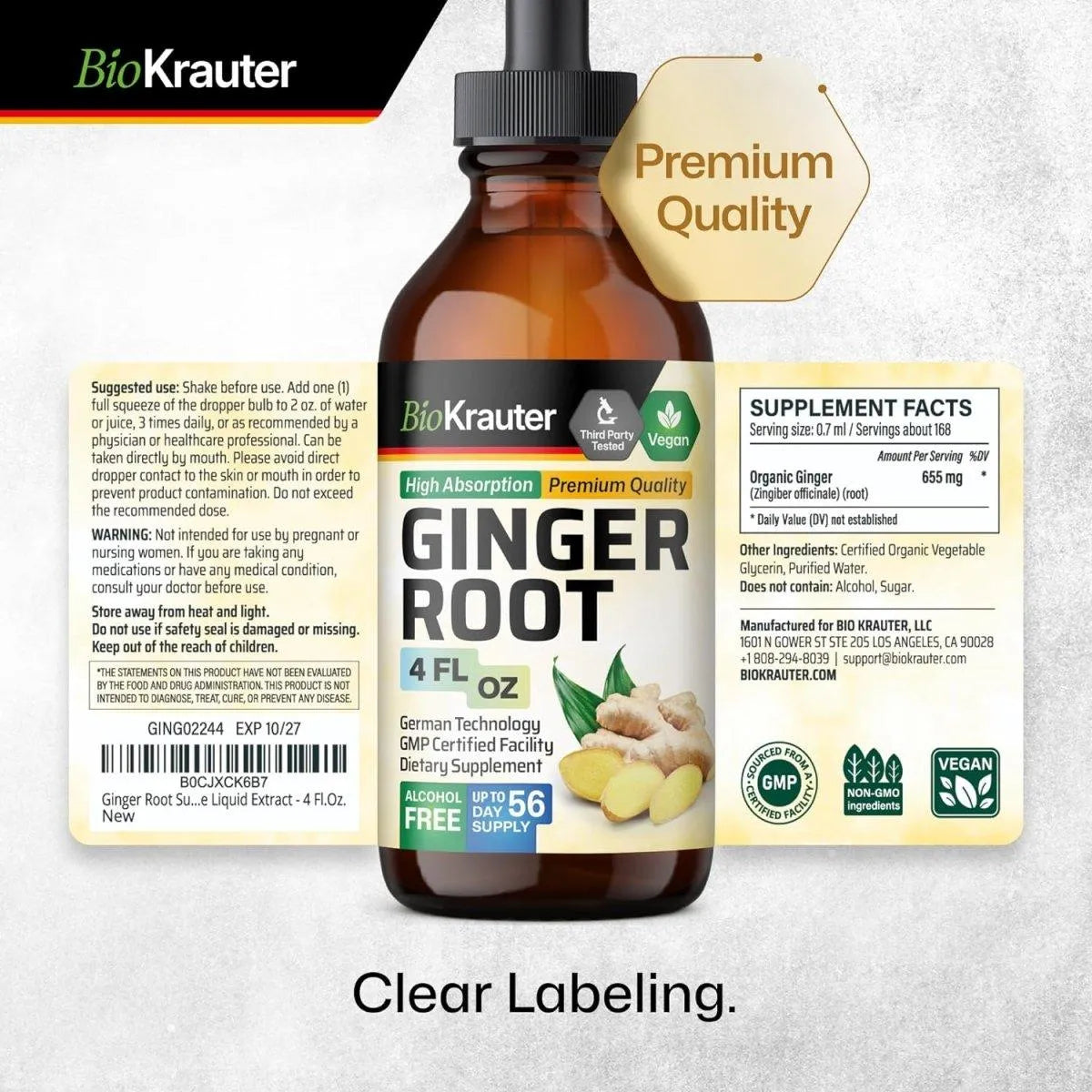 BIOKRAUTER - Bio Krauter Ginger Root Tincture 4 Fl.Oz. - The Red Vitamin MX - Suplementos Alimenticios - {{ shop.shopifyCountryName }}