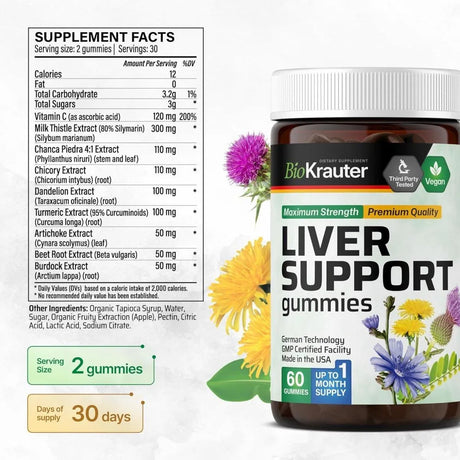 BIOKRAUTER - Bio Krauter Liver Support Gummies 60 Gomitas - The Red Vitamin MX - Suplementos Alimenticios - {{ shop.shopifyCountryName }}