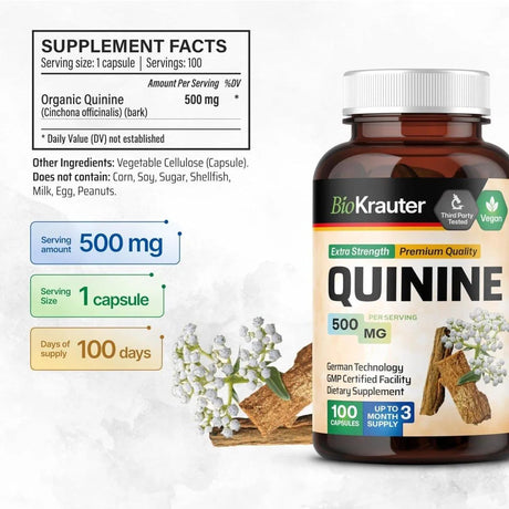 BIOKRAUTER - Bio Krauter Quinine 500Mg. 100 Capsulas - The Red Vitamin MX - Suplementos Alimenticios - {{ shop.shopifyCountryName }}