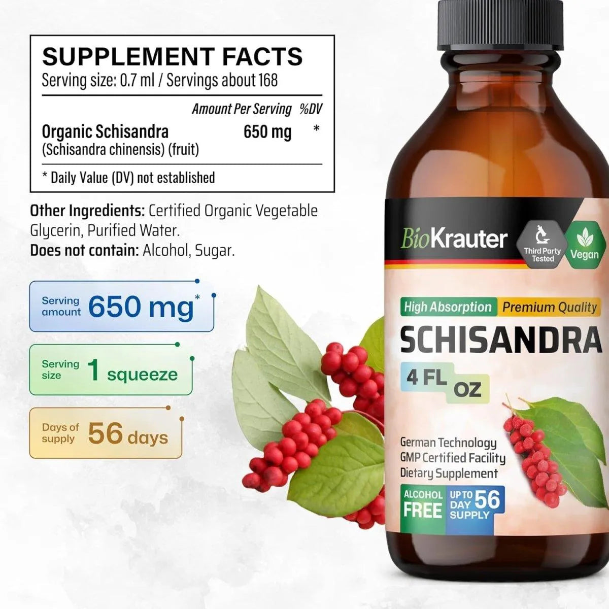 BIOKRAUTER - BIO KRAUTER Schisandra Tincture 4 Fl.Oz. - The Red Vitamin MX - Suplementos Alimenticios - {{ shop.shopifyCountryName }}