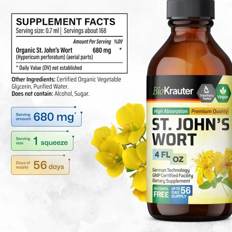 BIOKRAUTER - Bio Krauter St John's Wort Tincture 4 Fl.Oz. - The Red Vitamin MX - Suplementos Alimenticios - {{ shop.shopifyCountryName }}