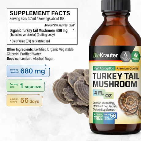 BIOKRAUTER - Bio Krauter Turkey Tail Mushroom Extract 4 Fl.Oz. - The Red Vitamin MX - Suplementos Alimenticios - {{ shop.shopifyCountryName }}