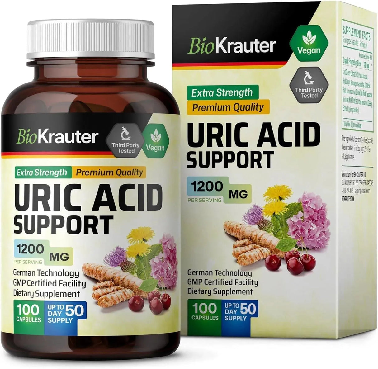 BIOKRAUTER - Bio Krauter Uric Acid Support 100 Capsulas - The Red Vitamin MX - Suplementos Alimenticios - {{ shop.shopifyCountryName }}