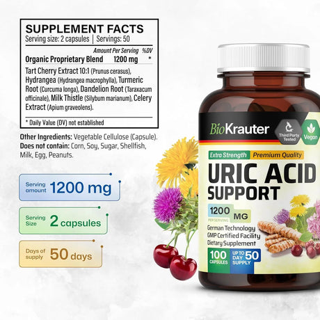 BIOKRAUTER - Bio Krauter Uric Acid Support 100 Capsulas - The Red Vitamin MX - Suplementos Alimenticios - {{ shop.shopifyCountryName }}