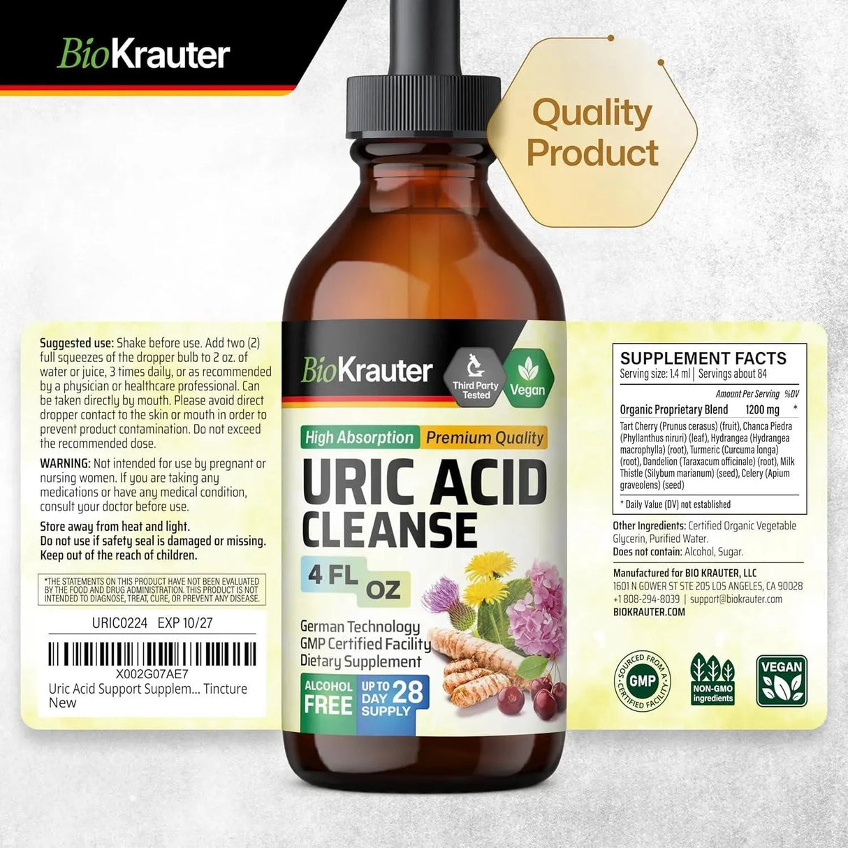 BIOKRAUTER - BioKrauter Uric Acid Support Tincture 4 Fl.Oz. - The Red Vitamin MX - Suplementos Alimenticios - {{ shop.shopifyCountryName }}