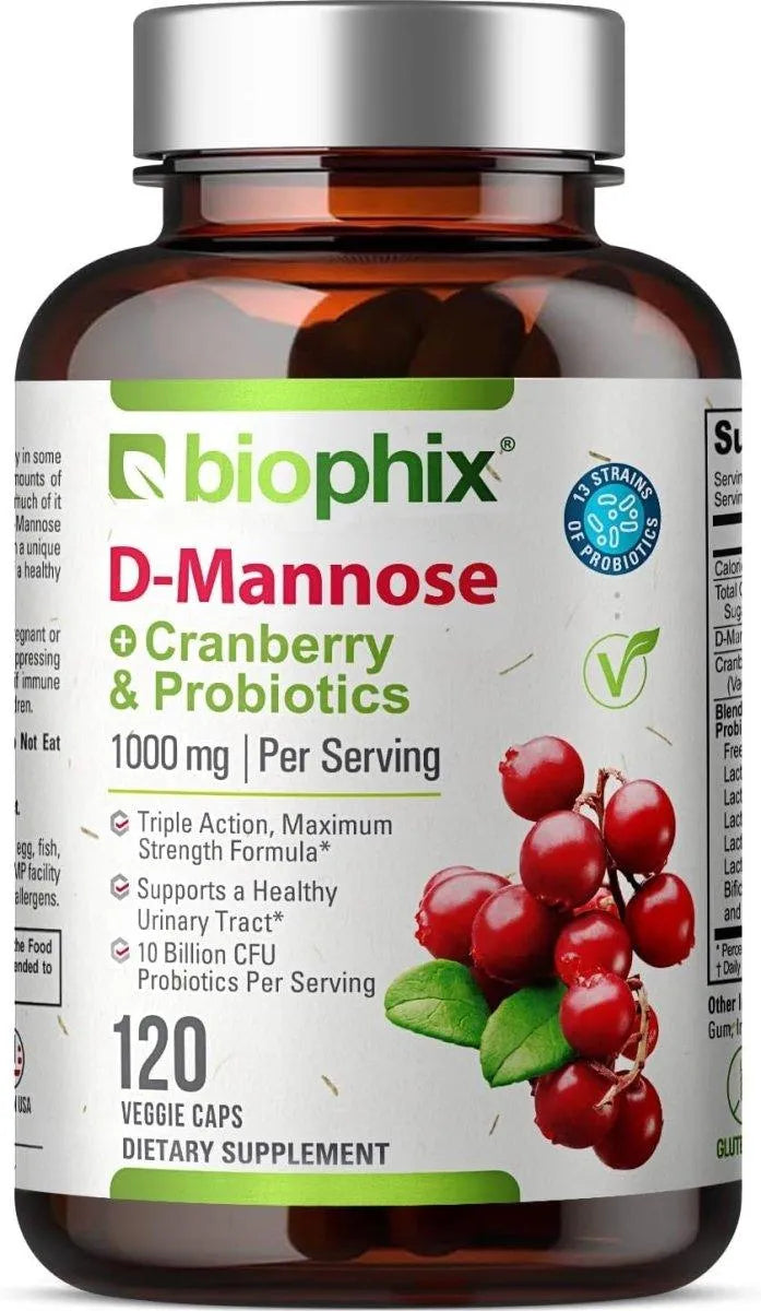 BIOPHIX - Biophix D-Mannose Plus Cranberry and Probiotics 120 Capsulas - The Red Vitamin MX - Suplementos Alimenticios - {{ shop.shopifyCountryName }}