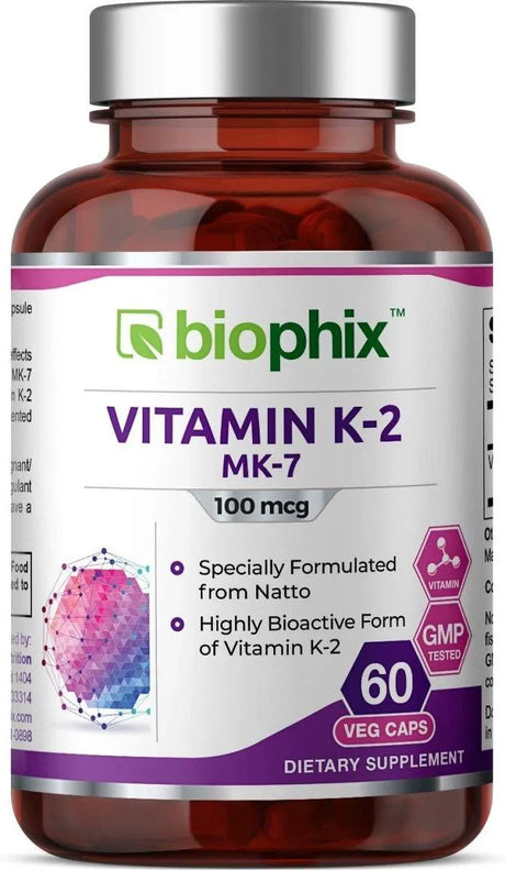 BIOPHIX - biophix Vitamin K2 MK-7 100mcg 60 Capsulas - The Red Vitamin MX - Suplementos Alimenticios - {{ shop.shopifyCountryName }}