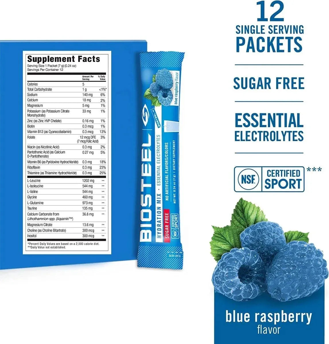 BIOSTEEL - BioSteel Hydration Mix Blue Raspberry 12 Paquetes - The Red Vitamin MX - Suplementos Alimenticios - {{ shop.shopifyCountryName }}