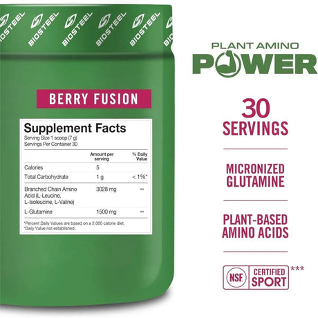 BIOSTEEL - BIOSTEEL Plant-Amino Power BCAA Powder 30 Servicios Berry Fusion 210Gr. - The Red Vitamin MX - Suplementos Alimenticios - {{ shop.shopifyCountryName }}