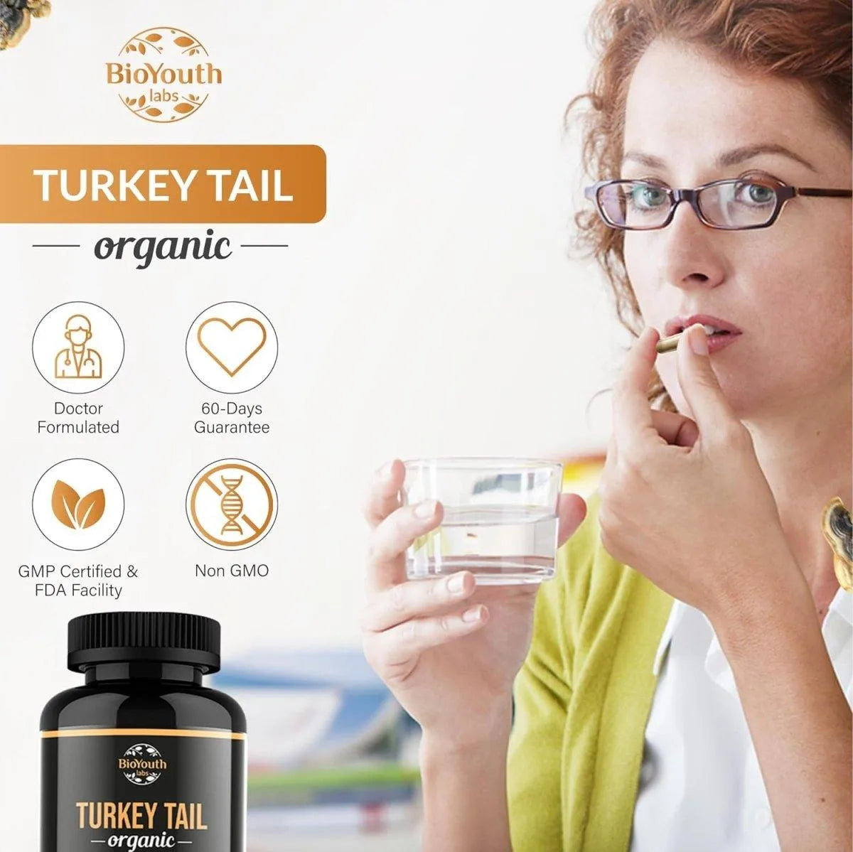 BIOYOUTH - BioYouth Organic Turkey Tail Mushroom 90 Capsulas - The Red Vitamin MX - Suplementos Alimenticios - {{ shop.shopifyCountryName }}