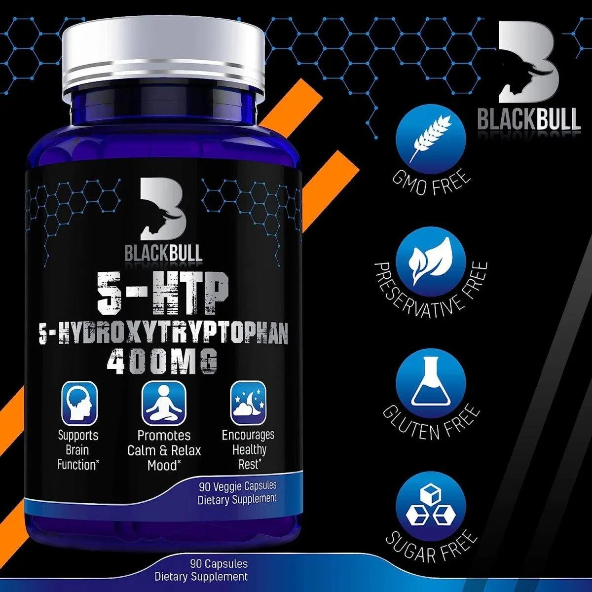 BLACKBULL - BlackBull 5htp Supplement 400Mg. 90 Capsulas - The Red Vitamin MX - Suplementos Alimenticios - {{ shop.shopifyCountryName }}