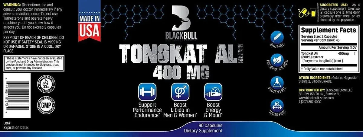 BLACKBULL - BlackBúll Tongkat Ali Extract 400 Mg. 90 Capsulas - The Red Vitamin MX - Suplementos Alimenticios - {{ shop.shopifyCountryName }}