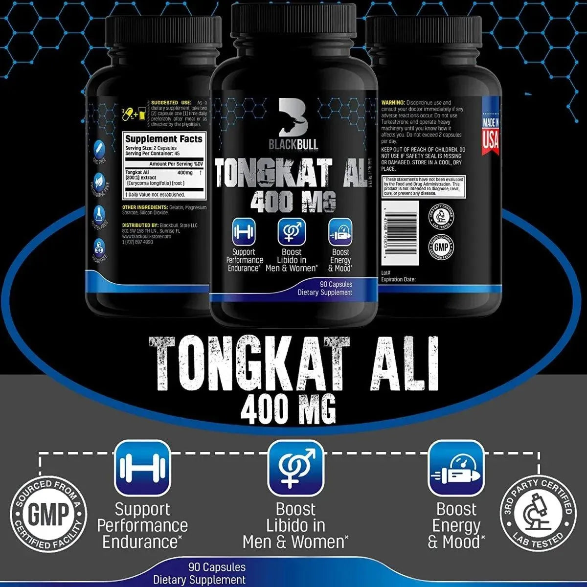 BLACKBULL - BlackBúll Tongkat Ali Extract 400 Mg. 90 Capsulas - The Red Vitamin MX - Suplementos Alimenticios - {{ shop.shopifyCountryName }}