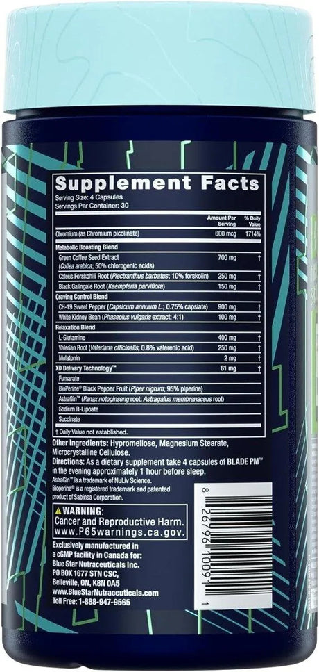 BLUE STAR NUTRACEUTICALS - Blue Star Nutraceuticals Blade PM Night Time Fat Burner 120 Capsulas - The Red Vitamin MX - Suplementos Alimenticios - {{ shop.shopifyCountryName }}