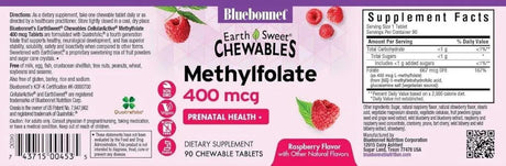 BLUEBONNET NUTRITION - Bluebonnet Earth Sweet Cellular Active Methylfolate 400mcg 90 Tabletas Masticables - The Red Vitamin MX - Suplementos Alimenticios - {{ shop.shopifyCountryName }}