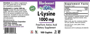 BLUEBONNET NUTRITION - Bluebonnet L-Lysine 1000Mg. 100 Tabletas - The Red Vitamin MX - Suplementos Alimenticios - {{ shop.shopifyCountryName }}