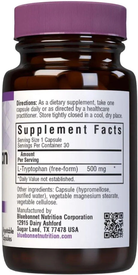 BLUEBONNET NUTRITION - BlueBonnet L-Tryptophan 500Mg. 30 Capsulas - The Red Vitamin MX - Suplementos Alimenticios - {{ shop.shopifyCountryName }}