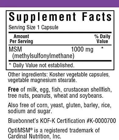 BLUEBONNET NUTRITION - BlueBonnet MSM 1000Mg. 120 Capsulas - The Red Vitamin MX - Suplementos Alimenticios - {{ shop.shopifyCountryName }}