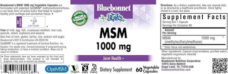 BLUEBONNET NUTRITION - BlueBonnet MSM 1000Mg. 60 Capsulas - The Red Vitamin MX - Suplementos Alimenticios - {{ shop.shopifyCountryName }}