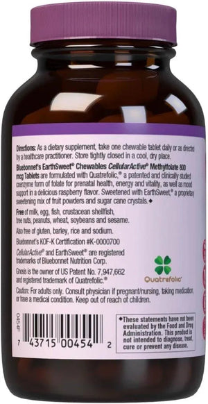 BLUEBONNET NUTRITION - Bluebonnet Nutrition EarthSweet Chewables Cellular Active Methylfolate 800mcg 90 Tabletas - The Red Vitamin MX - Suplementos Alimenticios - {{ shop.shopifyCountryName }}