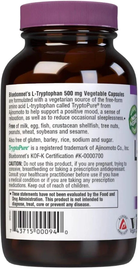 BLUEBONNET NUTRITION - Bluebonnet Nutrition L-Trypotophan 500Mg. 60 Capsulas - The Red Vitamin MX - Suplementos Alimenticios - {{ shop.shopifyCountryName }}