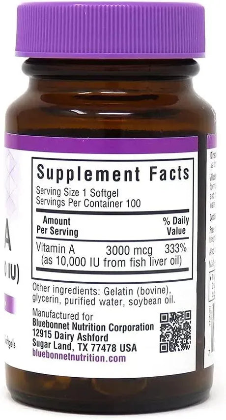 BLUEBONNET NUTRITION - Bluebonnet Nutrition Vitamin A 10,000IU 100 Capsulas Blandas - The Red Vitamin MX - Suplementos Alimenticios - {{ shop.shopifyCountryName }}