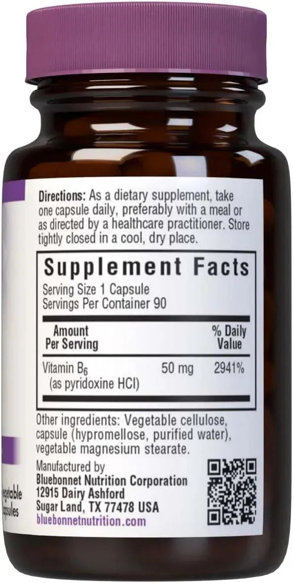 BLUEBONNET NUTRITION - Bluebonnet Nutrition Vitamin B6 50Mg. 90 Capsulas - The Red Vitamin MX - Suplementos Alimenticios - {{ shop.shopifyCountryName }}