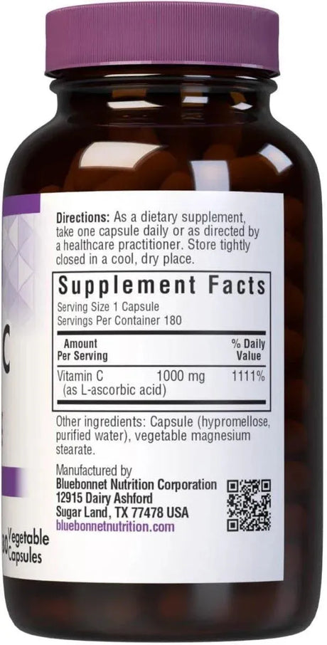 BLUEBONNET NUTRITION - Bluebonnet Nutrition Vitamin C 1000Mg. 180 Capsulas - The Red Vitamin MX - Suplementos Alimenticios - {{ shop.shopifyCountryName }}