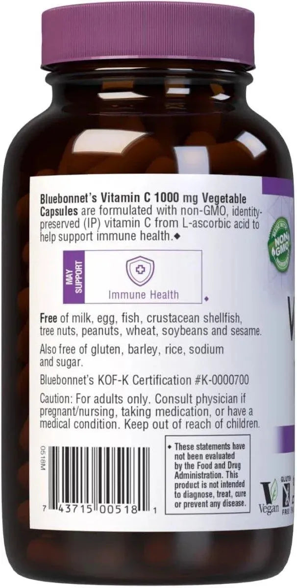 BLUEBONNET NUTRITION - Bluebonnet Nutrition Vitamin C 1000Mg. 180 Capsulas - The Red Vitamin MX - Suplementos Alimenticios - {{ shop.shopifyCountryName }}