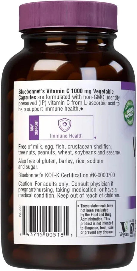 BLUEBONNET NUTRITION - Bluebonnet Nutrition Vitamin C 1000Mg. 180 Capsulas - The Red Vitamin MX - Suplementos Alimenticios - {{ shop.shopifyCountryName }}