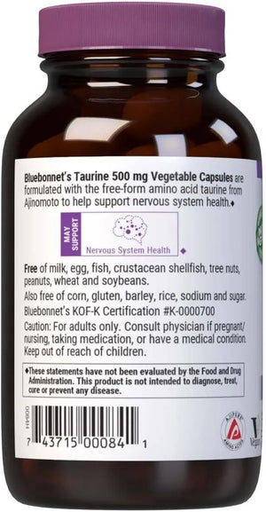 BLUEBONNET NUTRITION - Bluebonnet Taurine 500Mg. 50 Capsulas - The Red Vitamin MX - Suplementos Alimenticios - {{ shop.shopifyCountryName }}