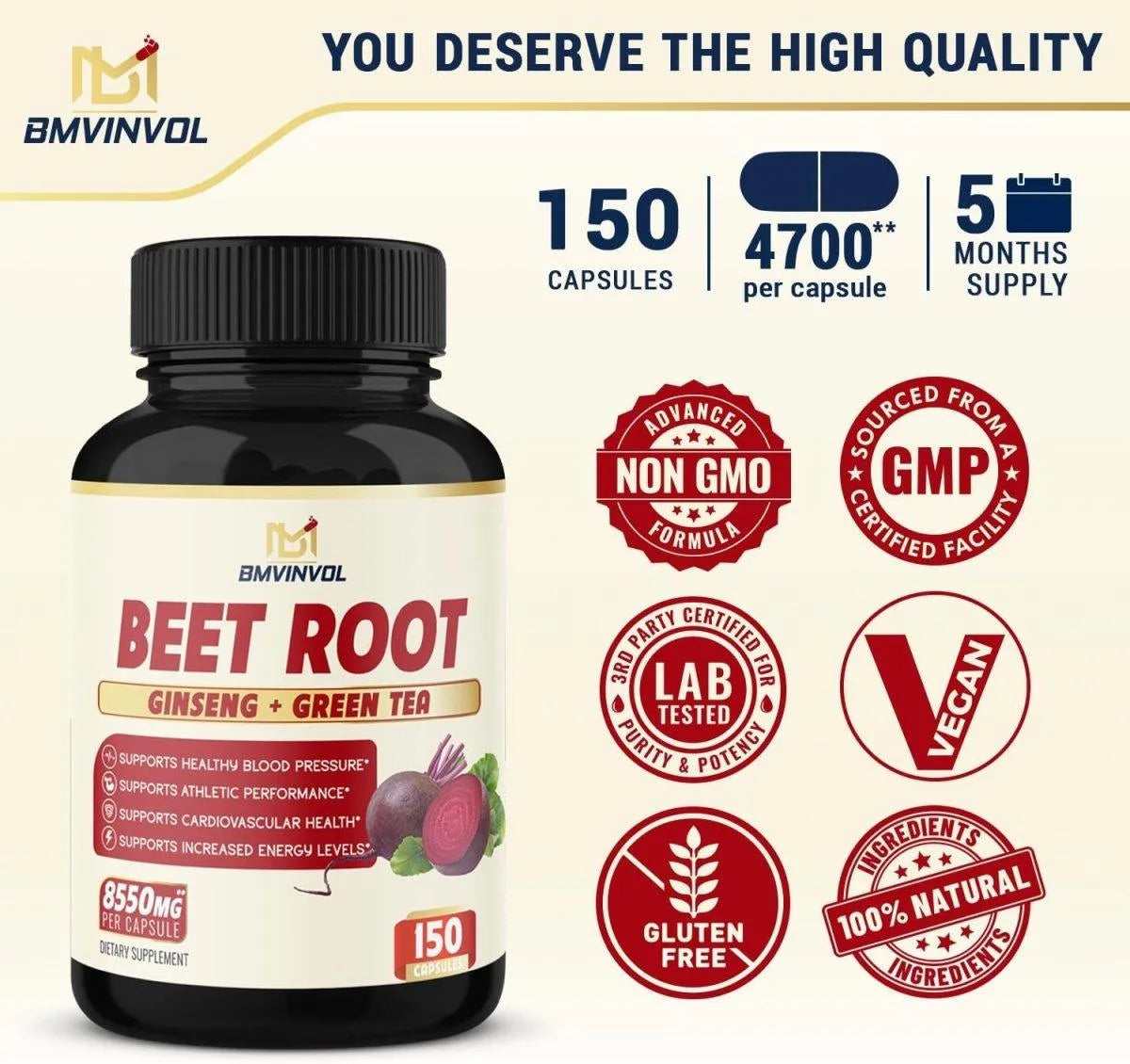 BMVINVOL - BMVINVOL Beet Root Extract Capsules 8550Mg. 150 Capsulas - The Red Vitamin MX - Suplementos Alimenticios - {{ shop.shopifyCountryName }}