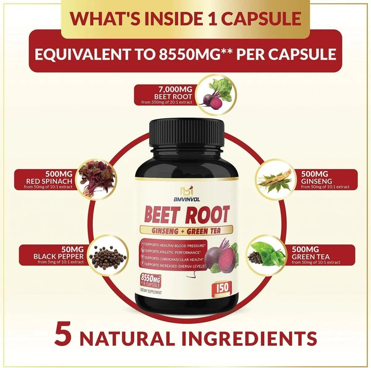 BMVINVOL - BMVINVOL Beet Root Extract Capsules 8550Mg. 150 Capsulas - The Red Vitamin MX - Suplementos Alimenticios - {{ shop.shopifyCountryName }}