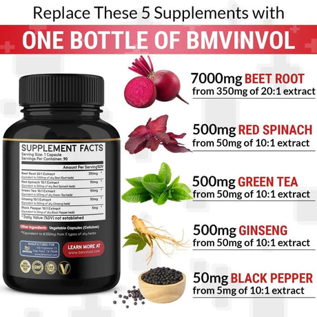 BMVINVOL - BMVINVOL Beet Root Extract Capsules 8550Mg. 90 Capsulas - The Red Vitamin MX - Suplementos Alimenticios - {{ shop.shopifyCountryName }}