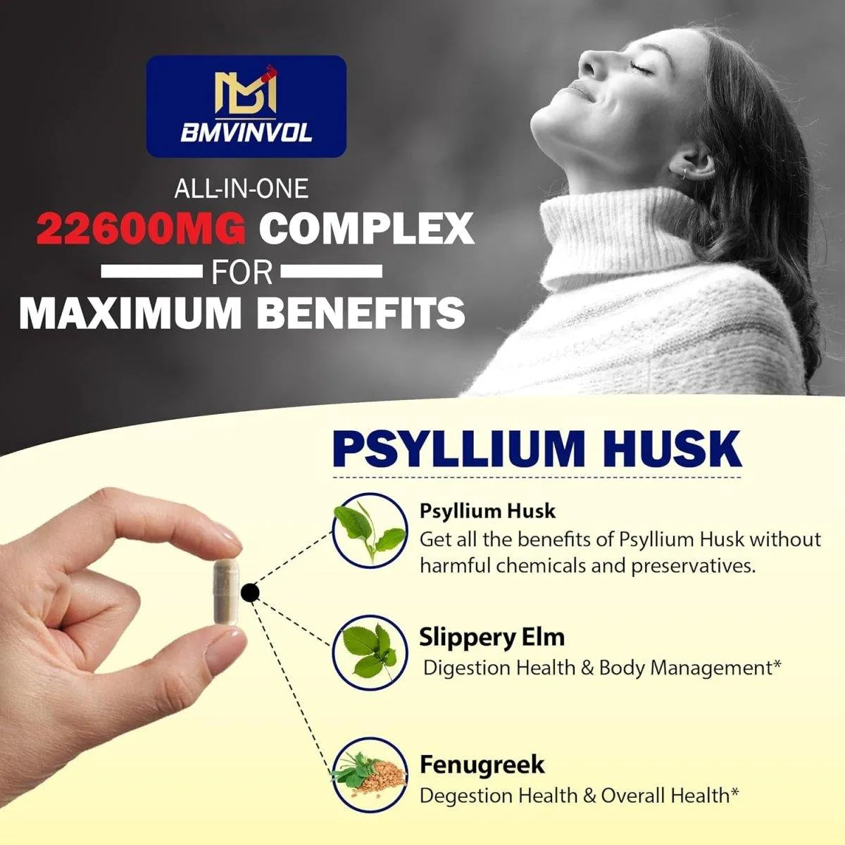 BMVINVOL - BMVINVOL Psyllium Husk 22600Mg. 100 Capsulas - The Red Vitamin MX - Suplementos Alimenticios - {{ shop.shopifyCountryName }}