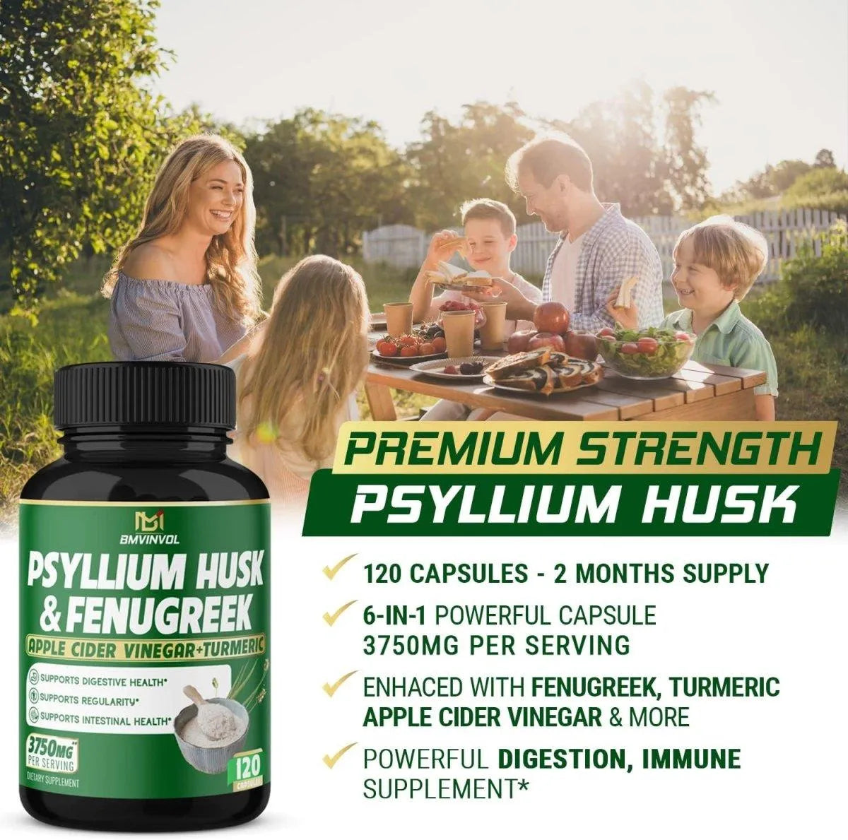 BMVINVOL - BMVINVOL Psyllium Husk 3750Mg. 120 Capsulas - The Red Vitamin MX - Suplementos Alimenticios - {{ shop.shopifyCountryName }}