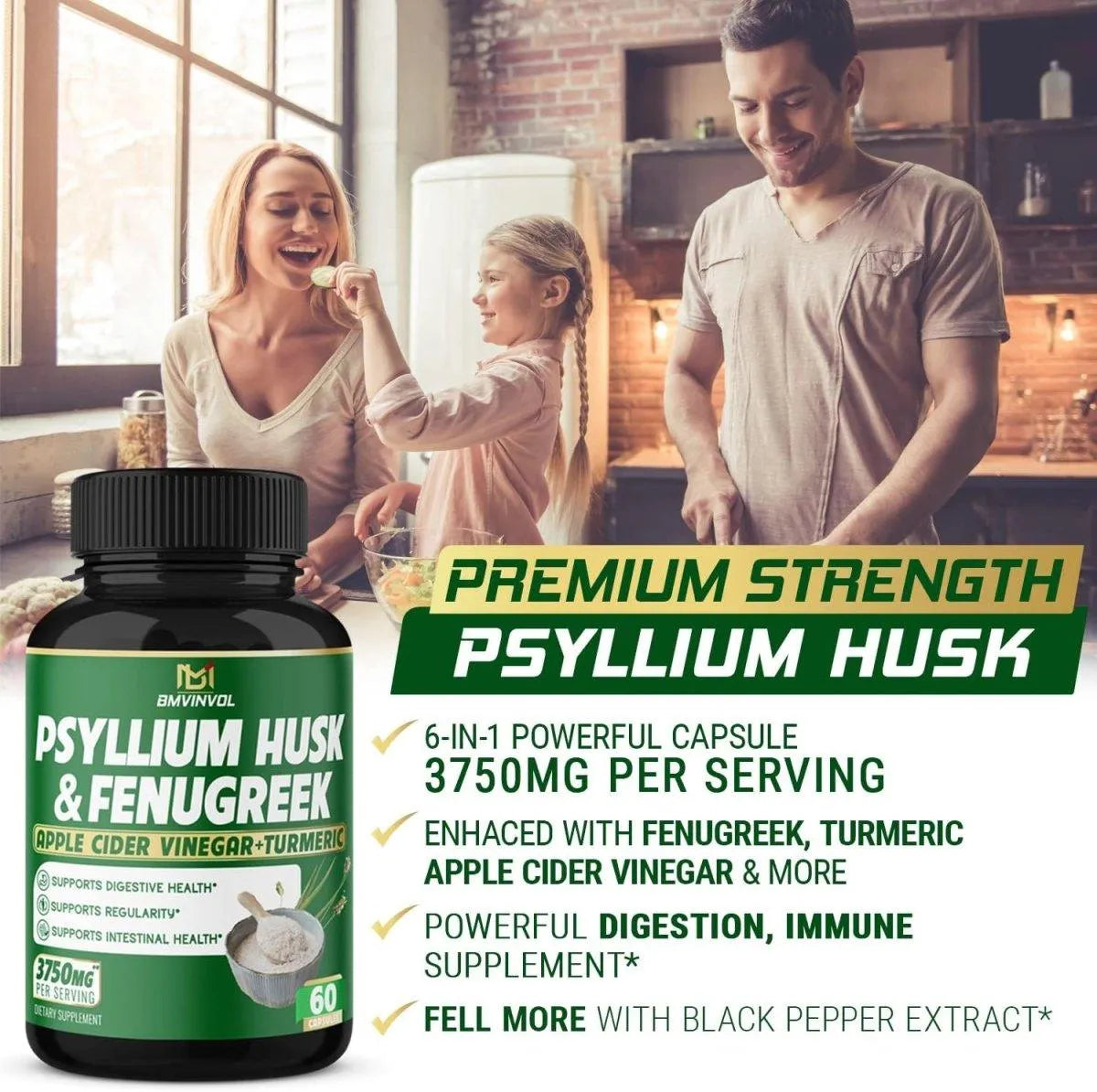 BMVINVOL - BMVINVOL Psyllium Husk 3750Mg. 60 Capsulas - The Red Vitamin MX - Suplementos Alimenticios - {{ shop.shopifyCountryName }}