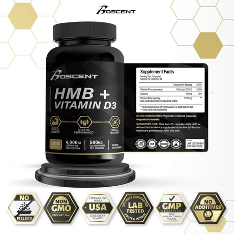 BOSCENT - BOSCENT HMB and Vitamin D3 1000Mg. 180 Capsulas - The Red Vitamin MX - Suplementos Alimenticios - {{ shop.shopifyCountryName }}