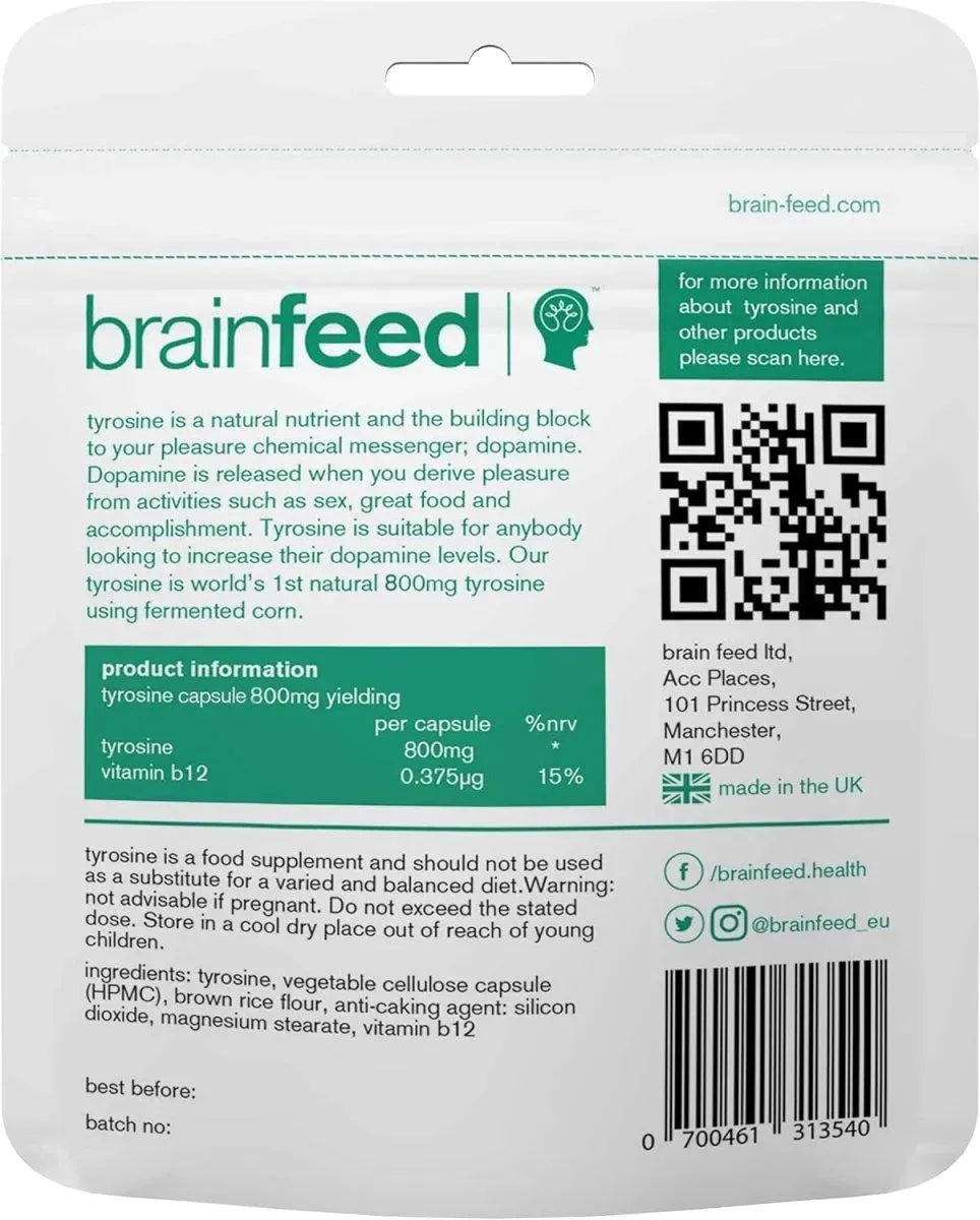 BRAIN FEED - brain feed Natural Tyrosine 800Mg. 60 Capsulas - The Red Vitamin MX - Suplementos Alimenticios - {{ shop.shopifyCountryName }}