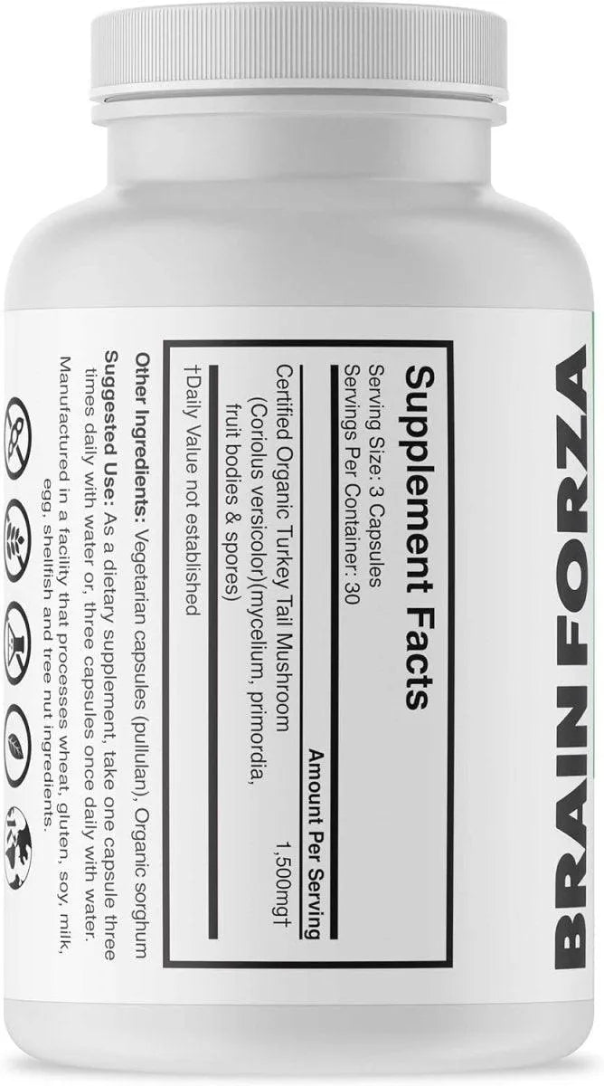 BRAIN FORZA - Brain Forza Organic Turkey Tail Mushroom 500Mg. 90 Capsulas - The Red Vitamin MX - Suplementos Alimenticios - {{ shop.shopifyCountryName }}