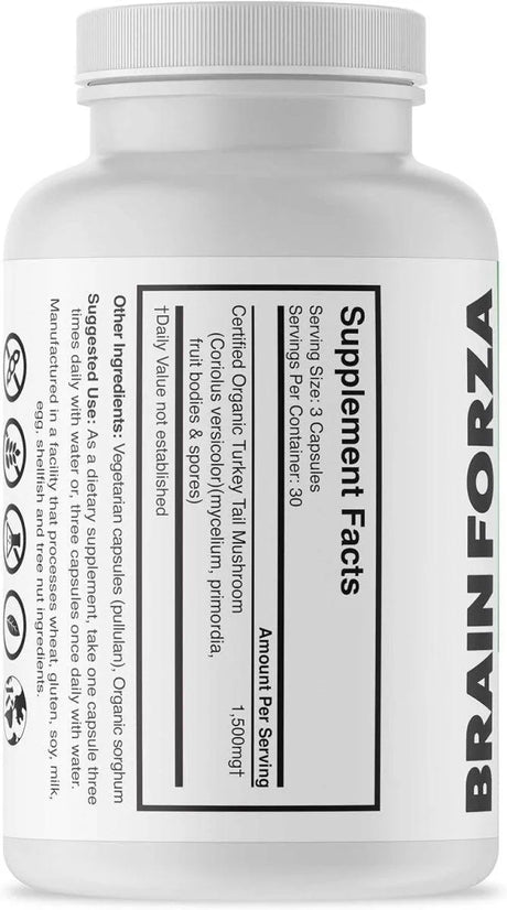 BRAIN FORZA - Brain Forza Organic Turkey Tail Mushroom 500Mg. 90 Capsulas - The Red Vitamin MX - Suplementos Alimenticios - {{ shop.shopifyCountryName }}