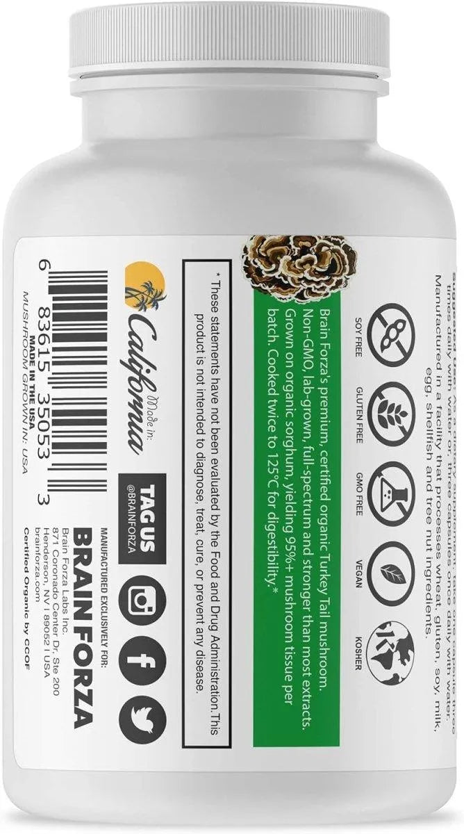 BRAIN FORZA - Brain Forza Organic Turkey Tail Mushroom 500Mg. 90 Capsulas - The Red Vitamin MX - Suplementos Alimenticios - {{ shop.shopifyCountryName }}