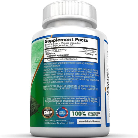 BRI NUTRITION - BRI Spirulina 2000Mg. 120 Capsulas - The Red Vitamin MX - Suplementos Alimenticios - {{ shop.shopifyCountryName }}