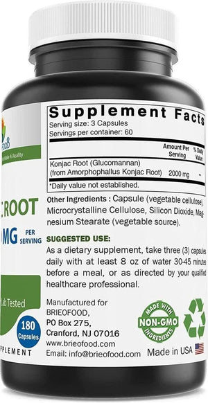 BRIEOFOOD - Brieofood Konjac Root Glucomannan 2000Mg. 180 Capsulas - The Red Vitamin MX - Suplementos Alimenticios - {{ shop.shopifyCountryName }}