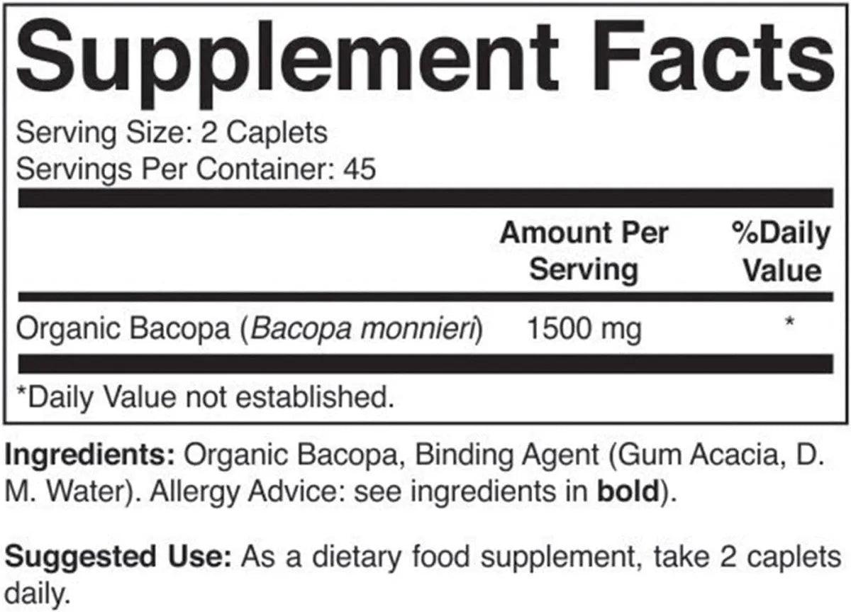 BRIEOFOOD - Brieofood Organic Bacopa 1500Mg. 90 Tabletas - The Red Vitamin MX - Suplementos Alimenticios - {{ shop.shopifyCountryName }}