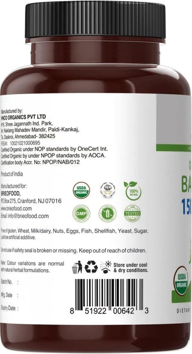 BRIEOFOOD - Brieofood Organic Bacopa 1500Mg. 90 Tabletas - The Red Vitamin MX - Suplementos Alimenticios - {{ shop.shopifyCountryName }}