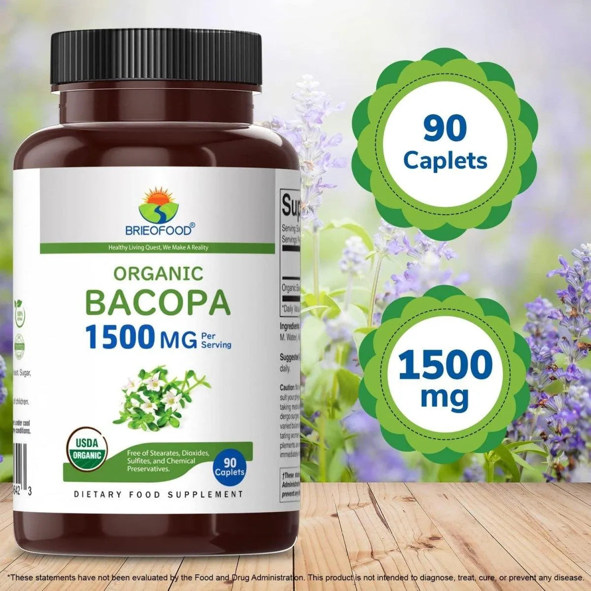 BRIEOFOOD - Brieofood Organic Bacopa 1500Mg. 90 Tabletas - The Red Vitamin MX - Suplementos Alimenticios - {{ shop.shopifyCountryName }}