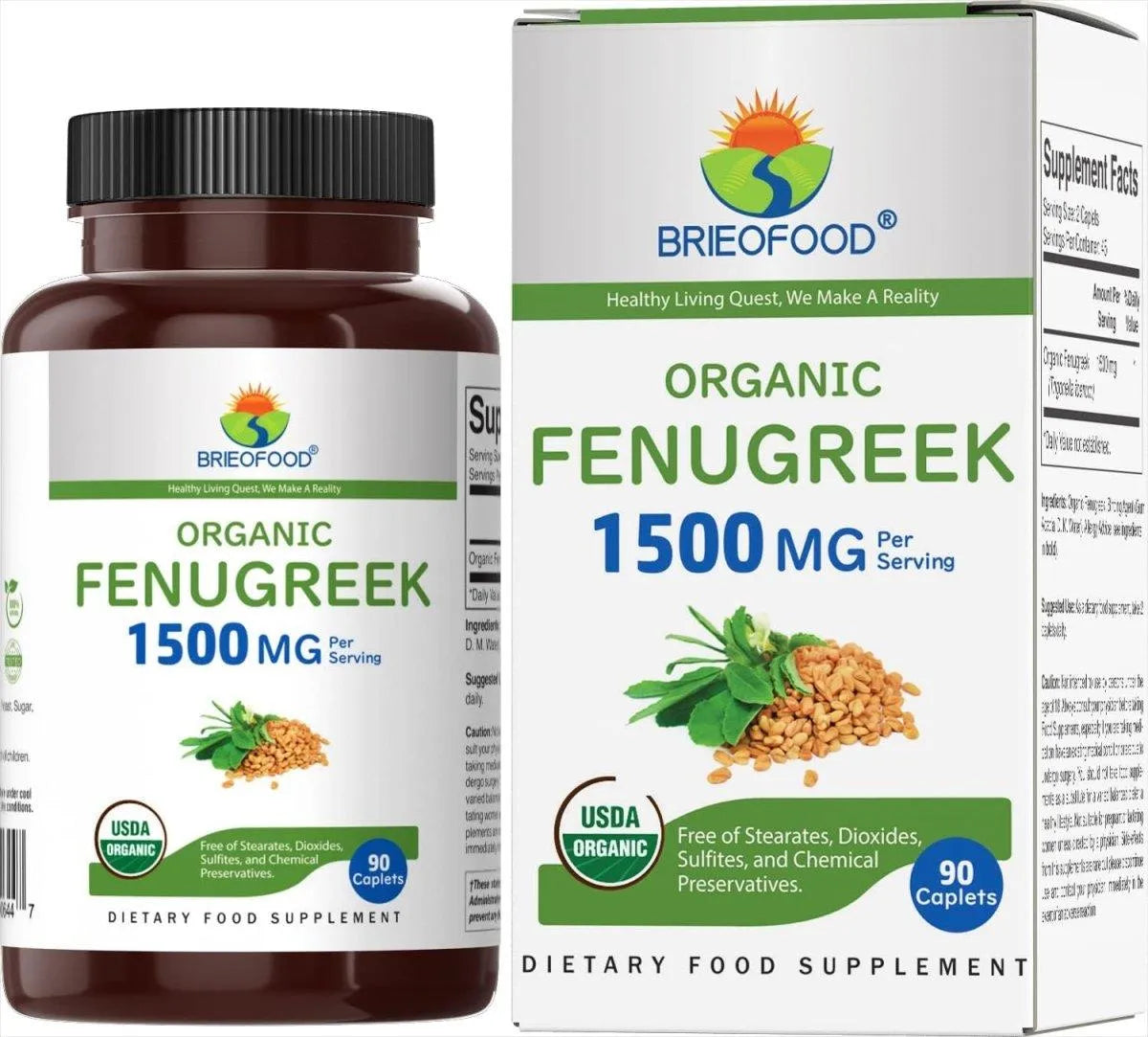 BRIEOFOOD - Brieofood Organic Fenugreek 1500Mg. 90 Tabletas - The Red Vitamin MX - Suplementos Alimenticios - {{ shop.shopifyCountryName }}