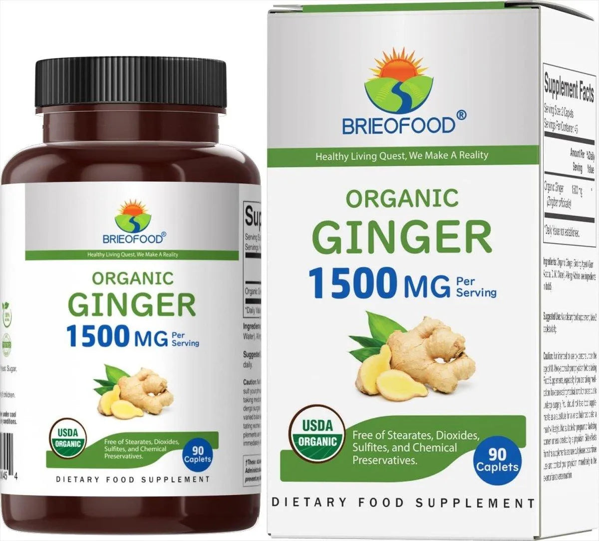 BRIEOFOOD - Brieofood Organic Ginger 1500Mg. 90 Tabletas - The Red Vitamin MX - Suplementos Alimenticios - {{ shop.shopifyCountryName }}