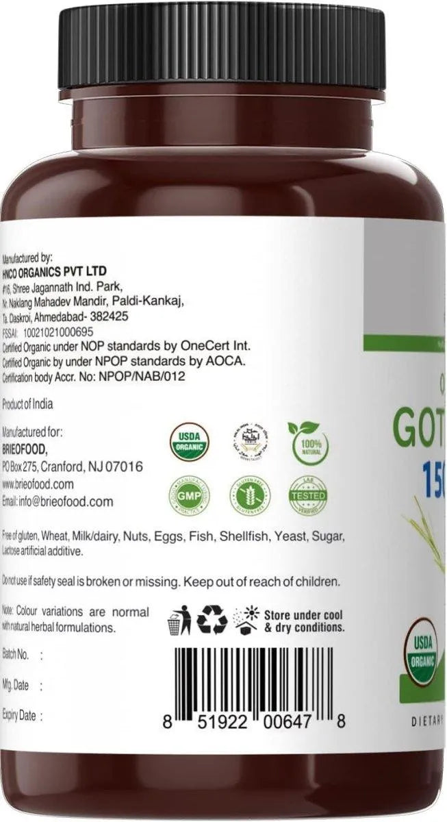 BRIEOFOOD - Brieofood Organic Gotu Kola 1500Mg. 90 Tabletas - The Red Vitamin MX - Suplementos Alimenticios - {{ shop.shopifyCountryName }}